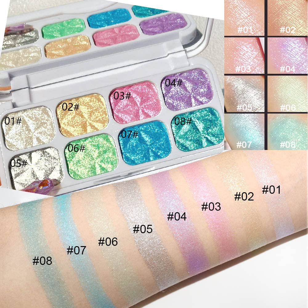 8 Colors Diamond Shimmer Glitter Highlighter Makeup Algeria